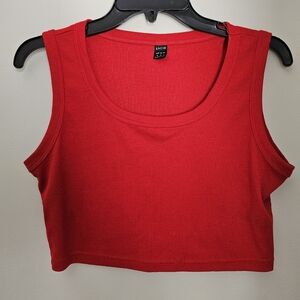 SHEIN Bold Red Ribbed Crop Top